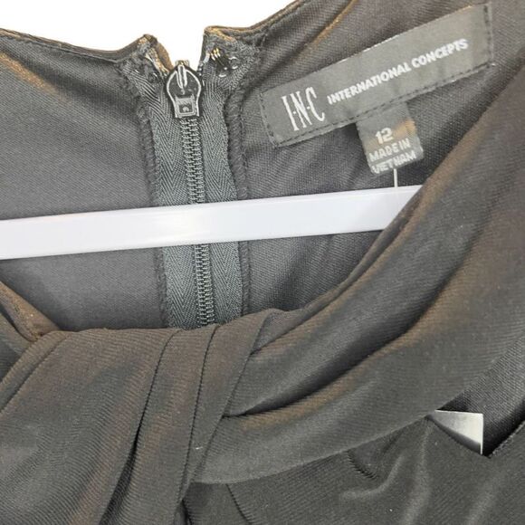 INC International Concepts Women's Black Ruched Dress Size 12 NWT - Picture 4 of 6